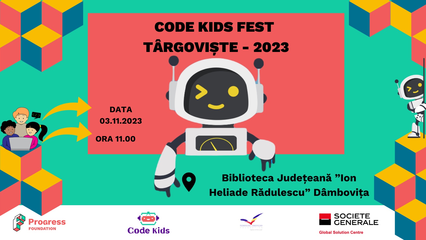 Copiii creează și inovează la bibliotecă, la Târgul Regional de Știință „Code Kids Fest” Dâmbovița 2023